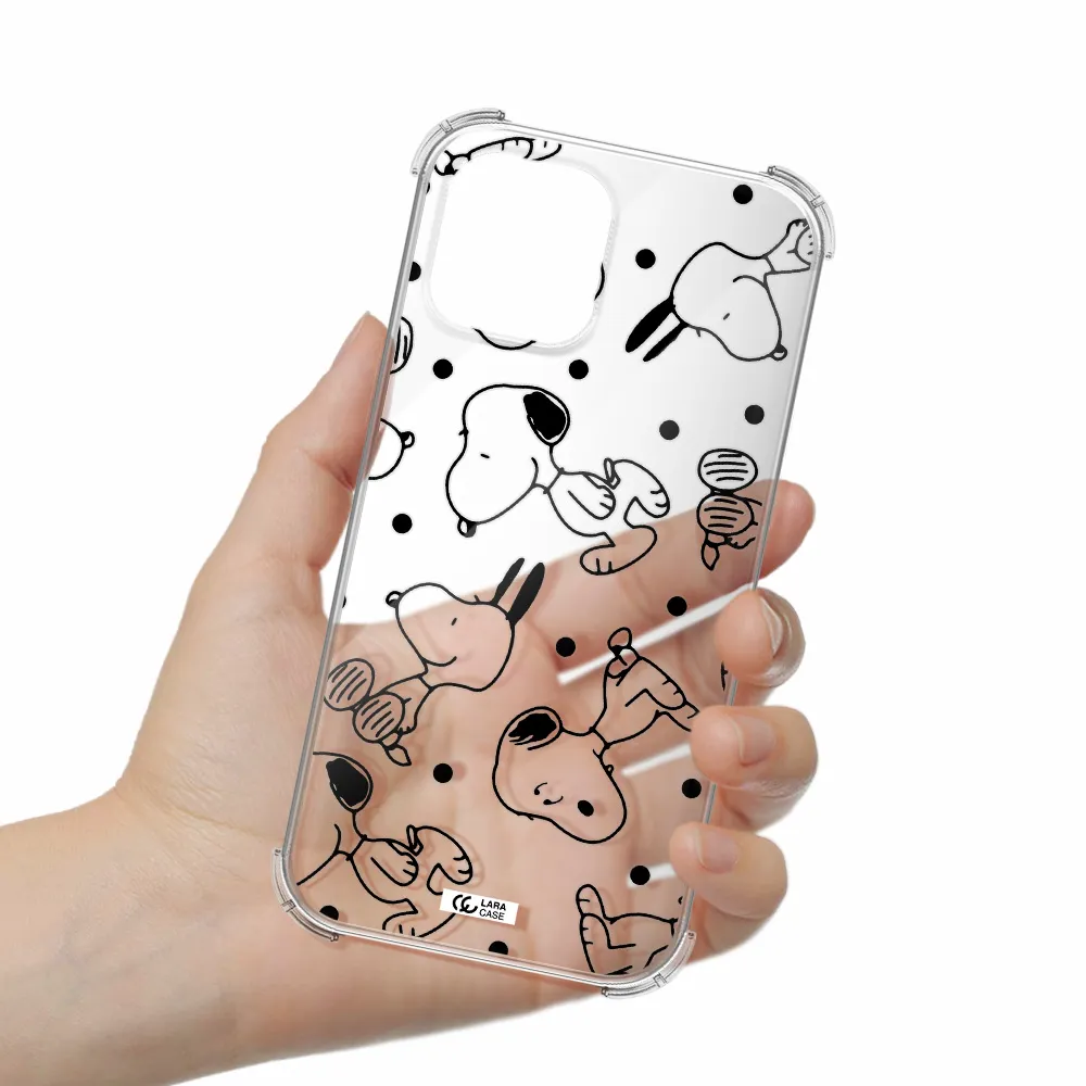 a pattern of cartoon characters Apple iPhone 12 pro Clear PC Case