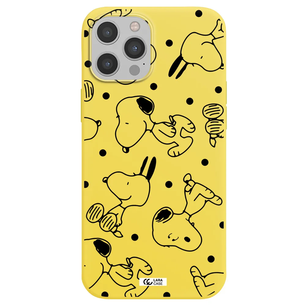 a pattern of cartoon characters Apple iPhone 12 pro Silicone canary yellow Case