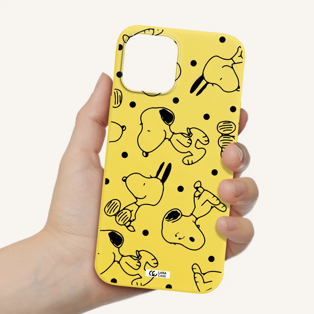 a pattern of cartoon characters Apple iPhone 12 pro Silicone canary yellow Case