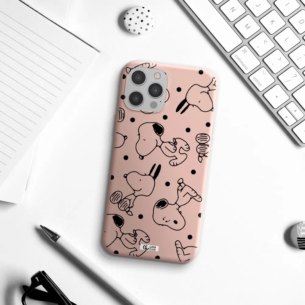 a pattern of cartoon characters Apple iPhone 12 pro Silicone pastel pink Case