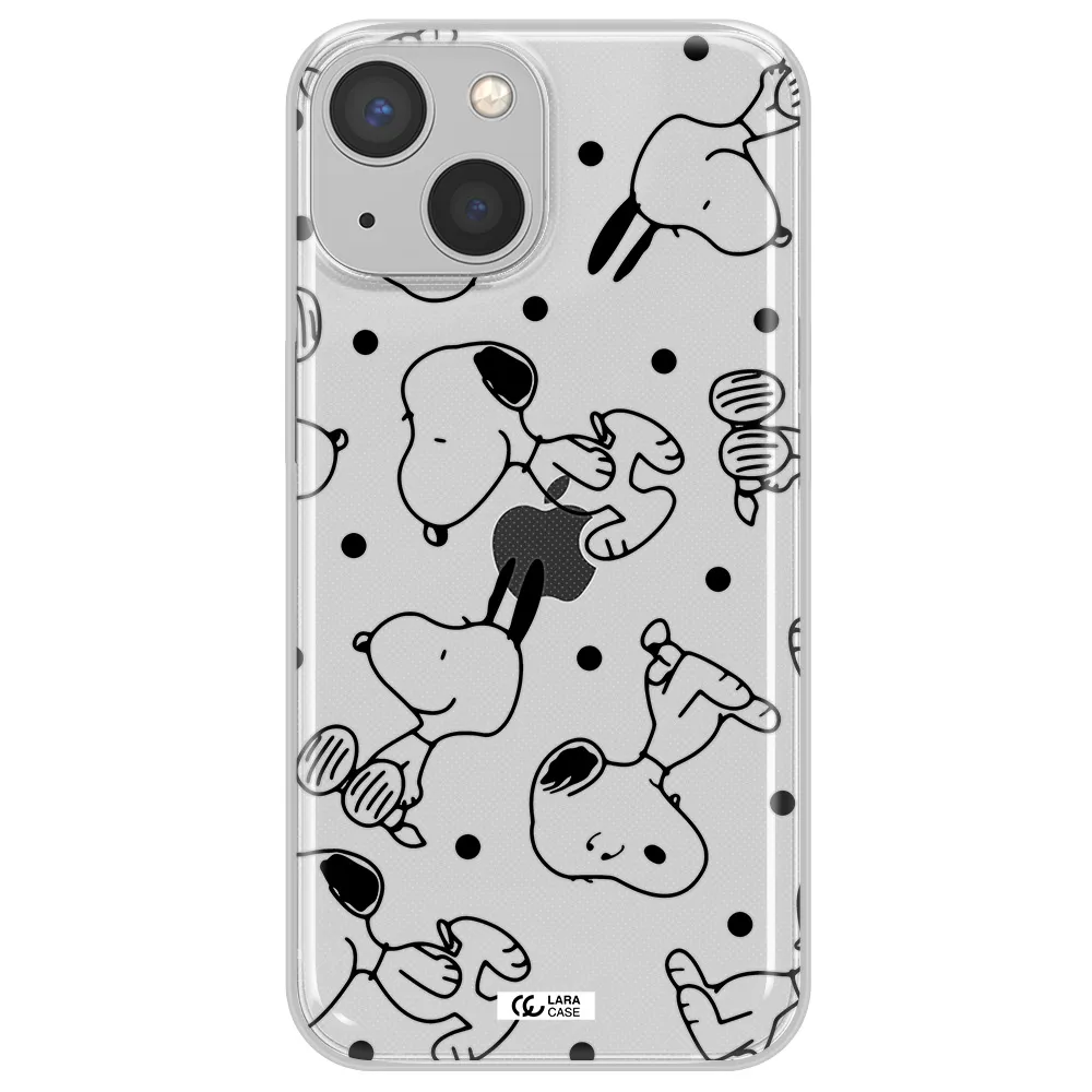 a pattern of cartoon characters Apple iPhone 13 Clear TPU Case
