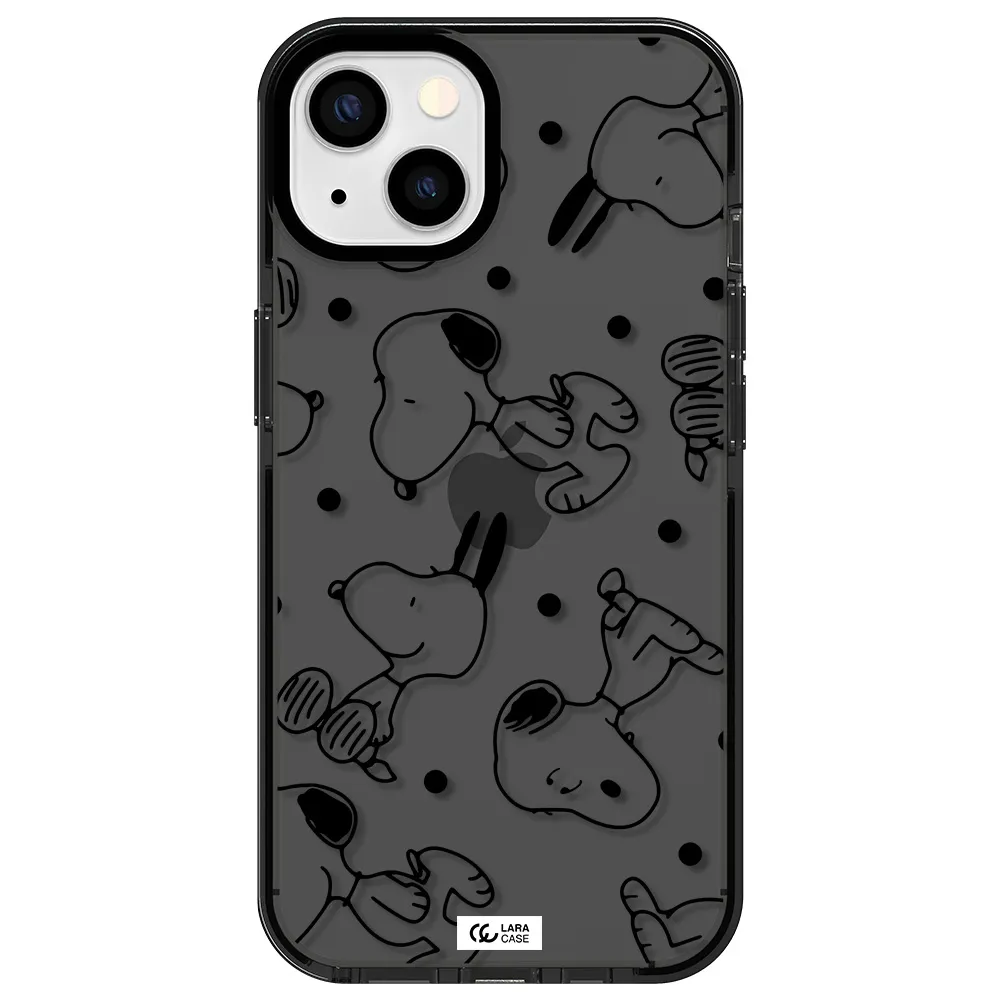 a pattern of cartoon characters Apple iPhone 13 impact Smoke Black Case