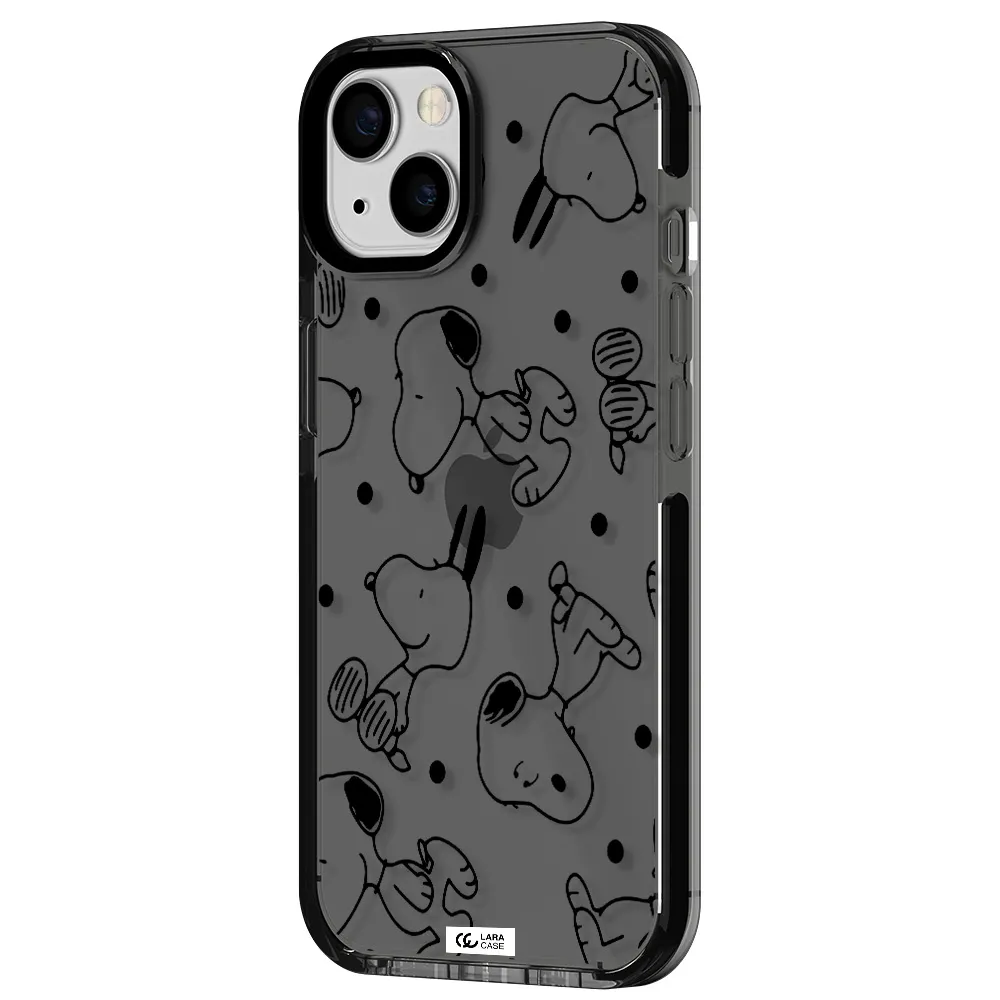 a pattern of cartoon characters Apple iPhone 13 impact Smoke Black Case