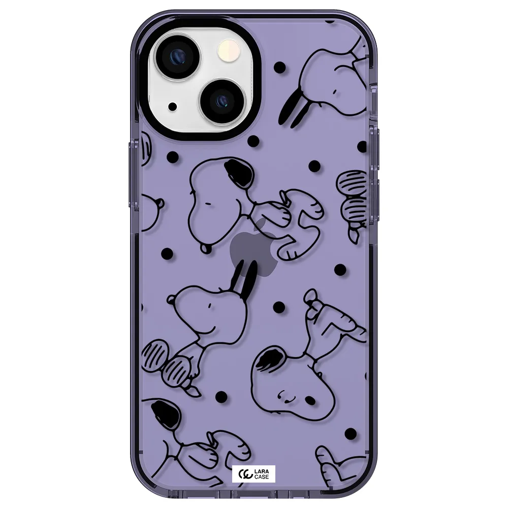 a pattern of cartoon characters Apple iPhone 13 mini impact Lilac Case