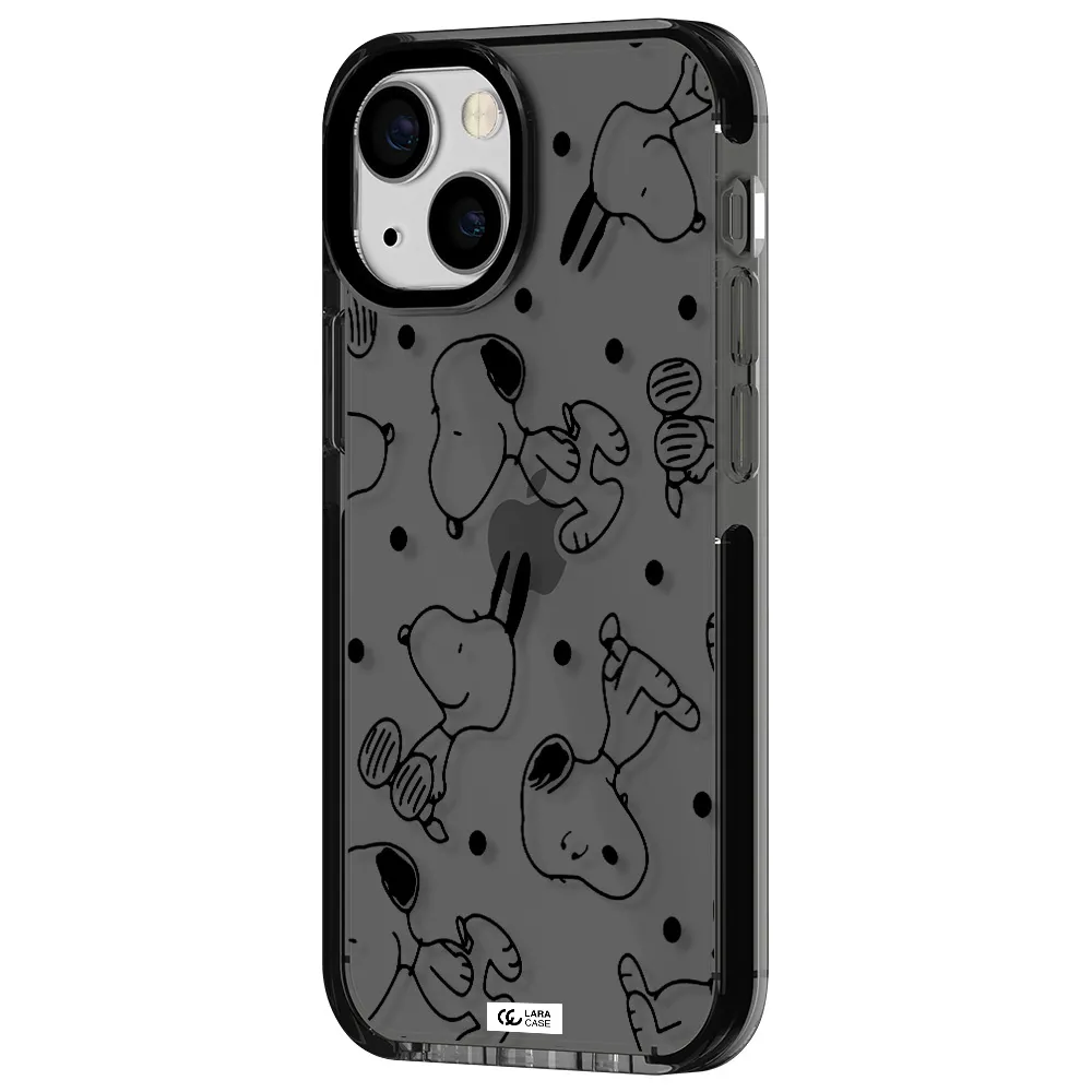 a pattern of cartoon characters Apple iPhone 13 mini impact Smoke Black Case