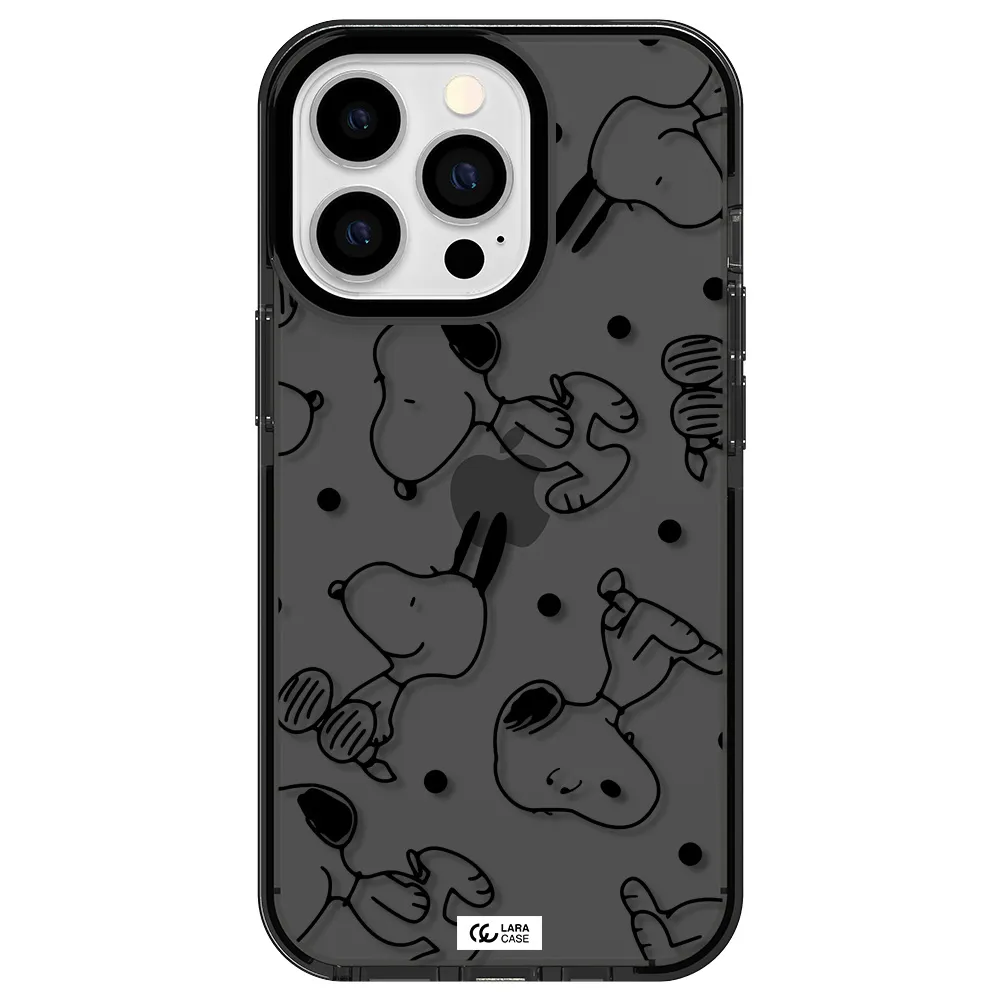 a pattern of cartoon characters Apple iPhone 13 Pro impact Smoke Black Case