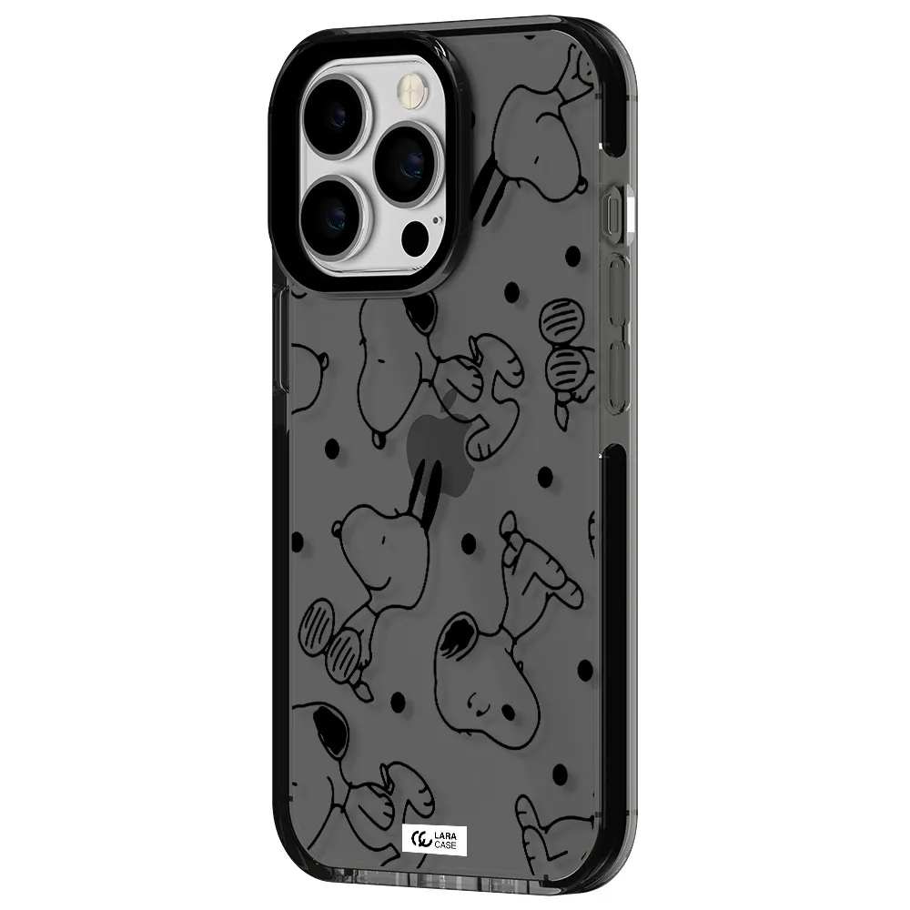 a pattern of cartoon characters Apple iPhone 13 Pro impact Smoke Black Case