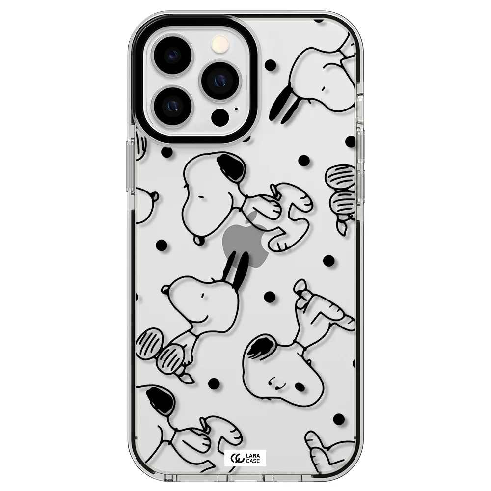 a pattern of cartoon characters Apple iPhone 13 Pro Max impact black border Case