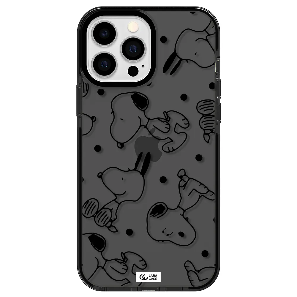 a pattern of cartoon characters Apple iPhone 13 Pro Max impact Smoke Black Case