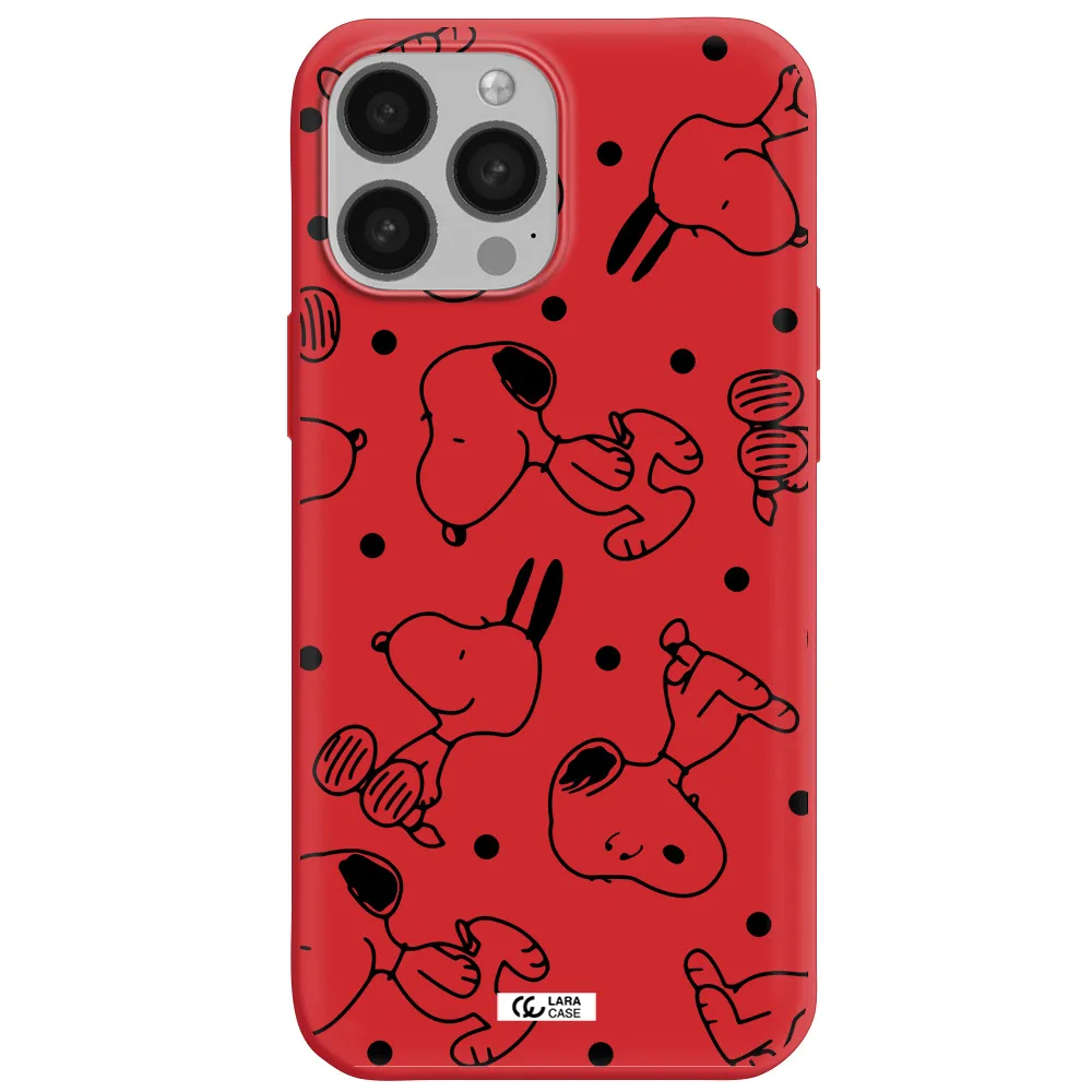 a pattern of cartoon characters Apple iPhone 13 Pro Max Silicone Imperial Red Case