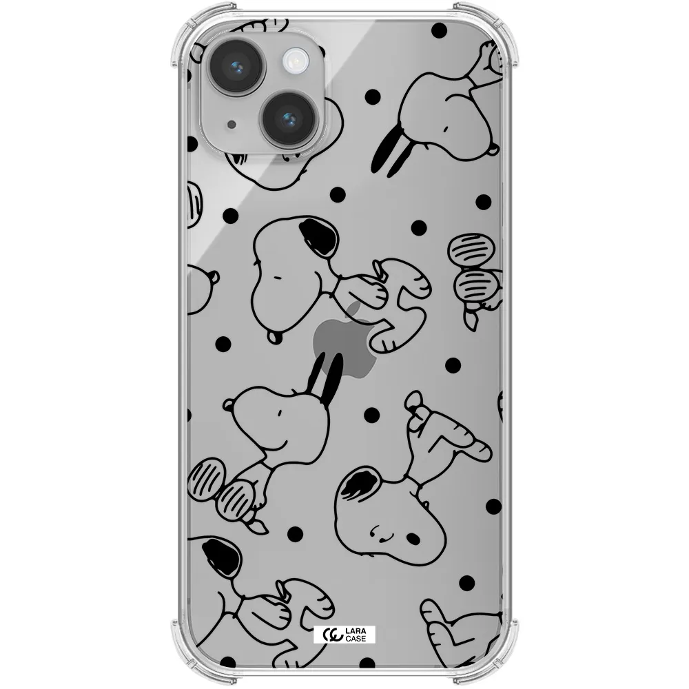 a pattern of cartoon characters Apple iPhone 14 Clear PC Case