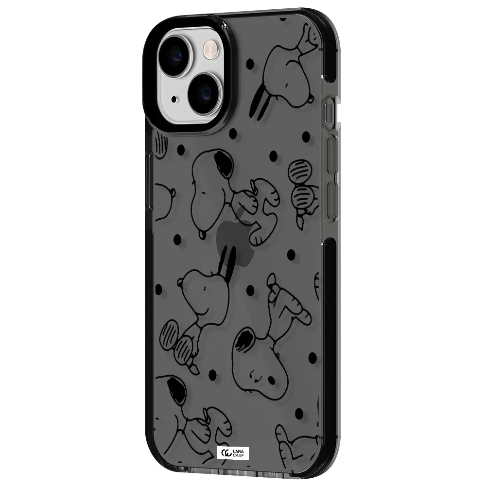a pattern of cartoon characters Apple iPhone 14 impact Smoke Black Case