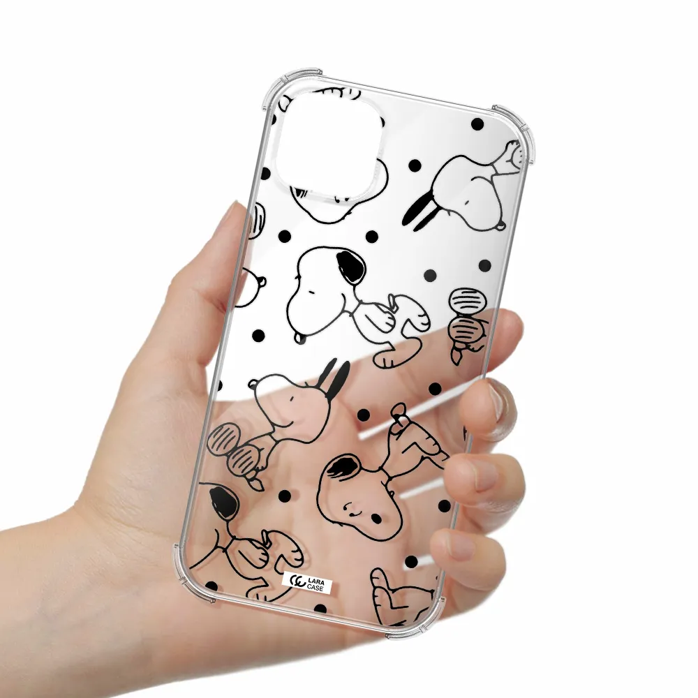 a pattern of cartoon characters Apple iPhone 14 plus Clear PC Case