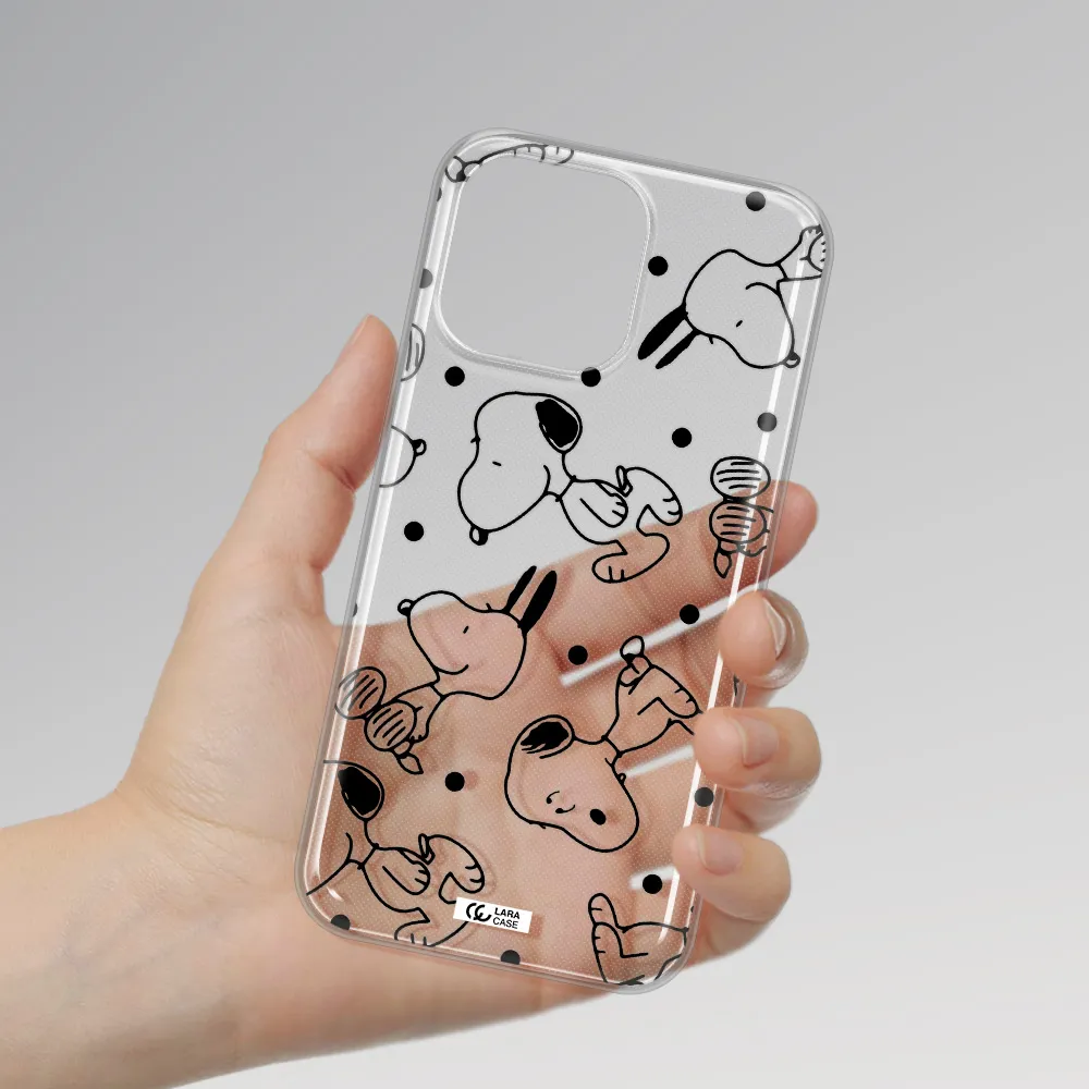 a pattern of cartoon characters Apple iPhone 14 pro Clear TPU Case