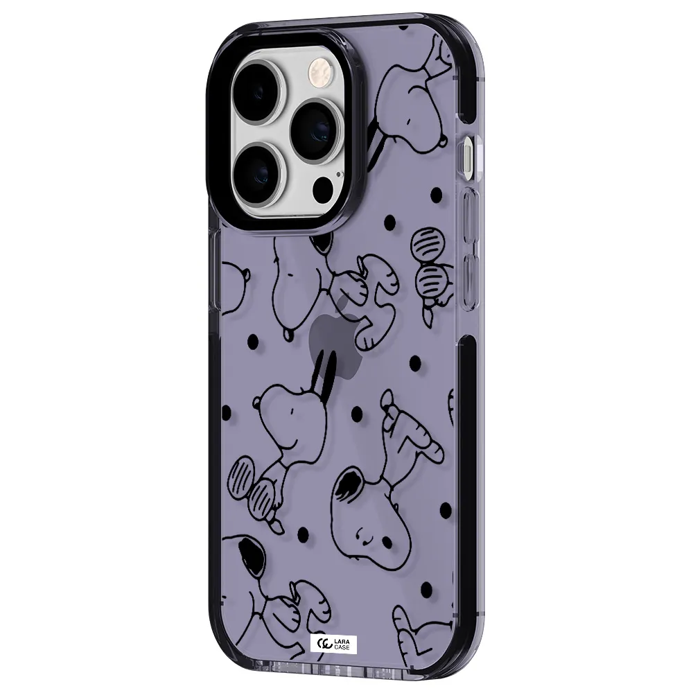 a pattern of cartoon characters Apple iPhone 14 pro impact Lilac Case