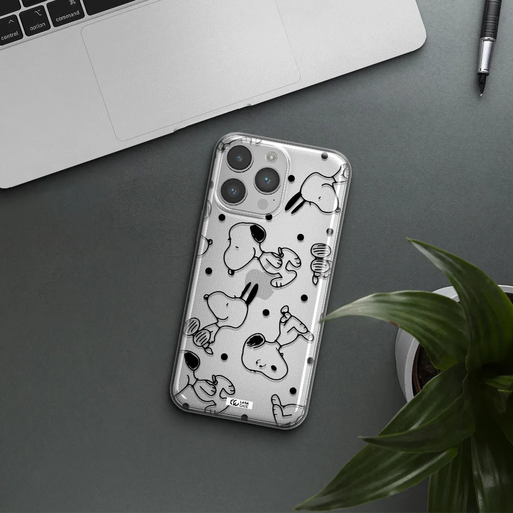 a pattern of cartoon characters Apple iPhone 14 pro max Clear TPU Case