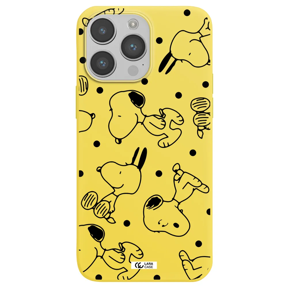 a pattern of cartoon characters Apple iPhone 14 pro max Silicone canary yellow Case