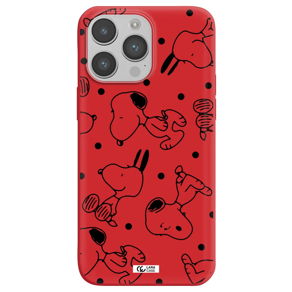 a pattern of cartoon characters Apple iPhone 14 pro max Silicone Imperial Red Case