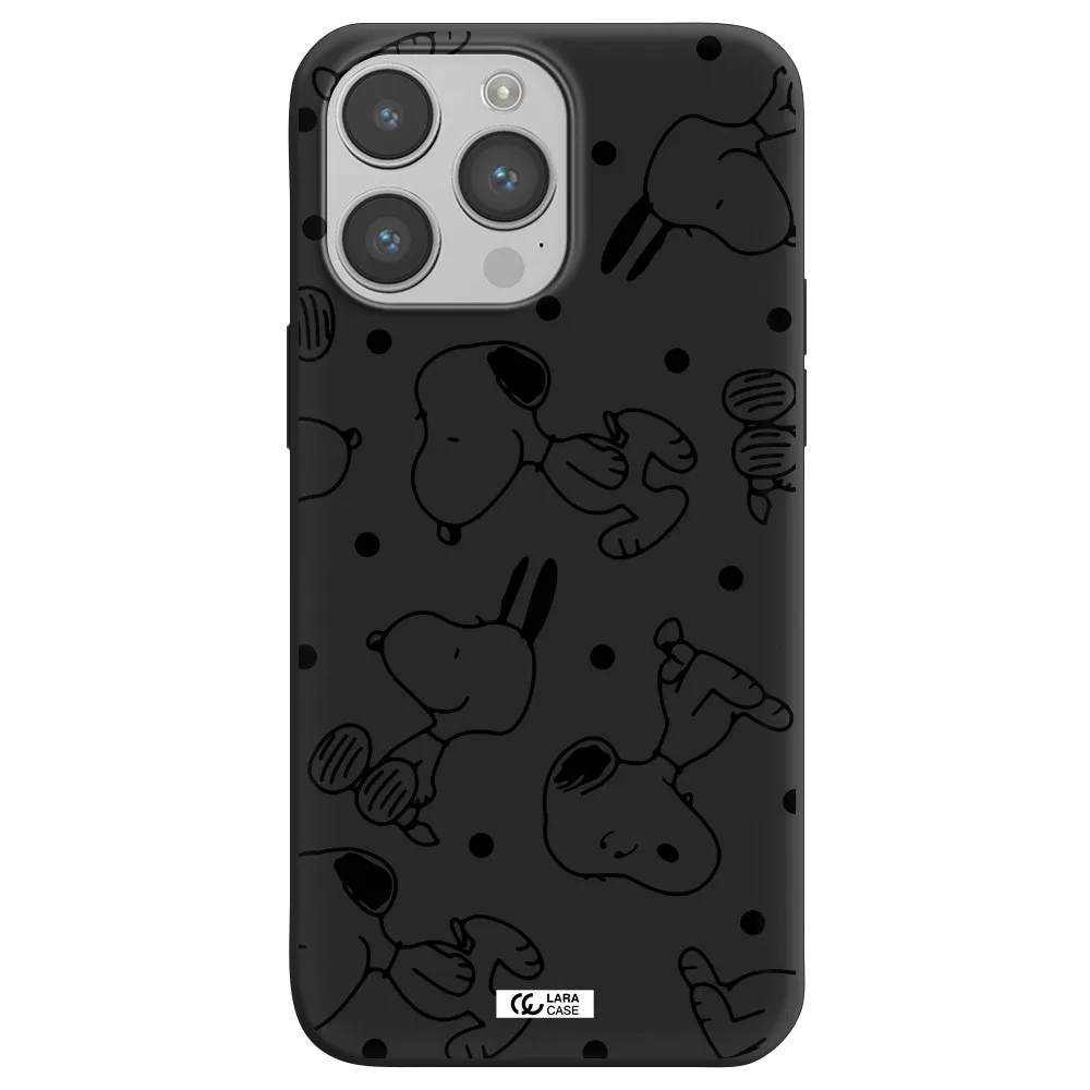 a pattern of cartoon characters Apple iPhone 14 pro Silicone black Case