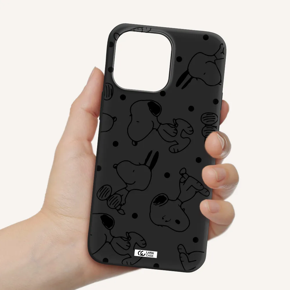 a pattern of cartoon characters Apple iPhone 14 pro Silicone black Case