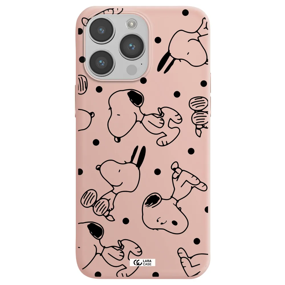 a pattern of cartoon characters Apple iPhone 14 pro Silicone pastel pink Case