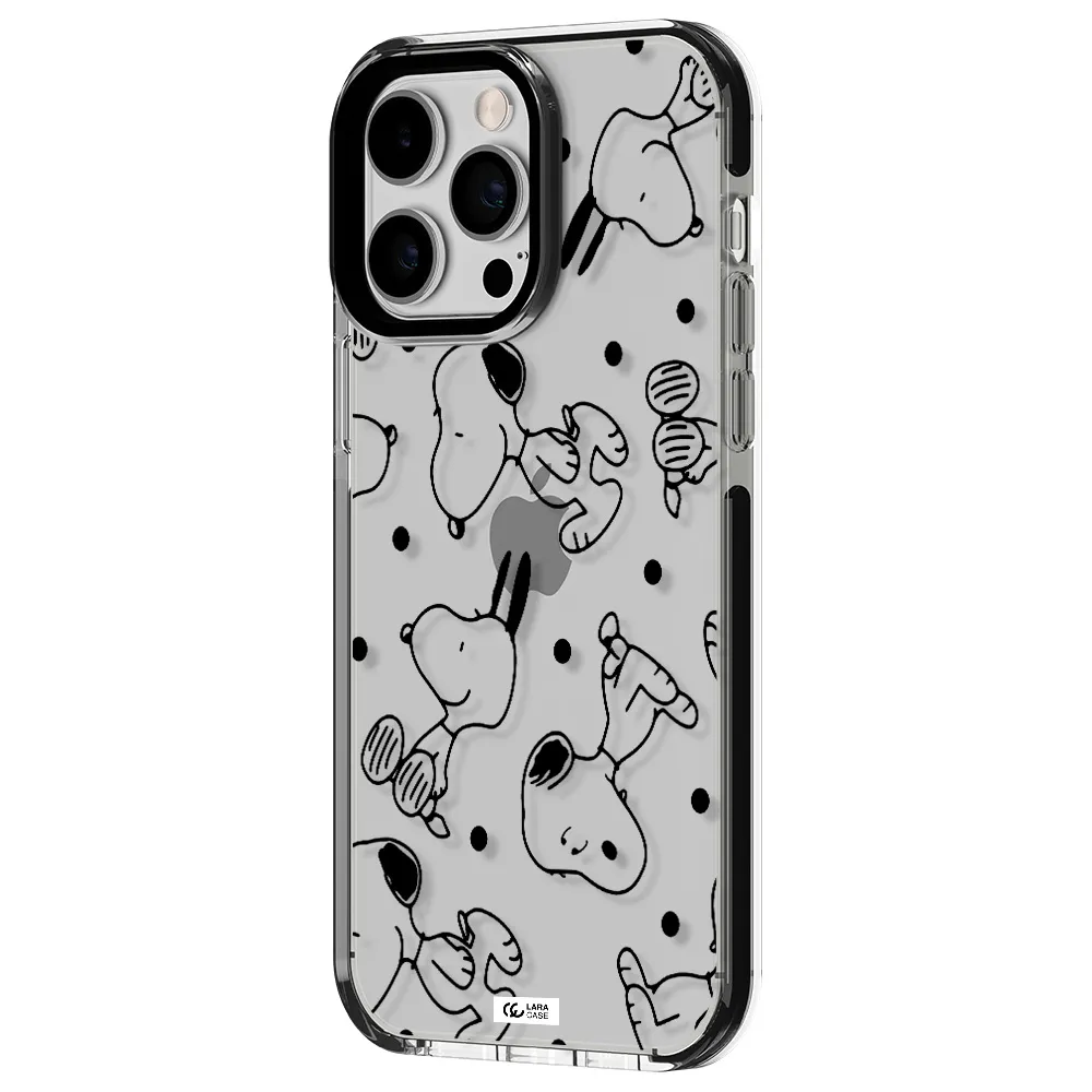 a pattern of cartoon characters Apple iPhone 15 Pro Max impact black border Case