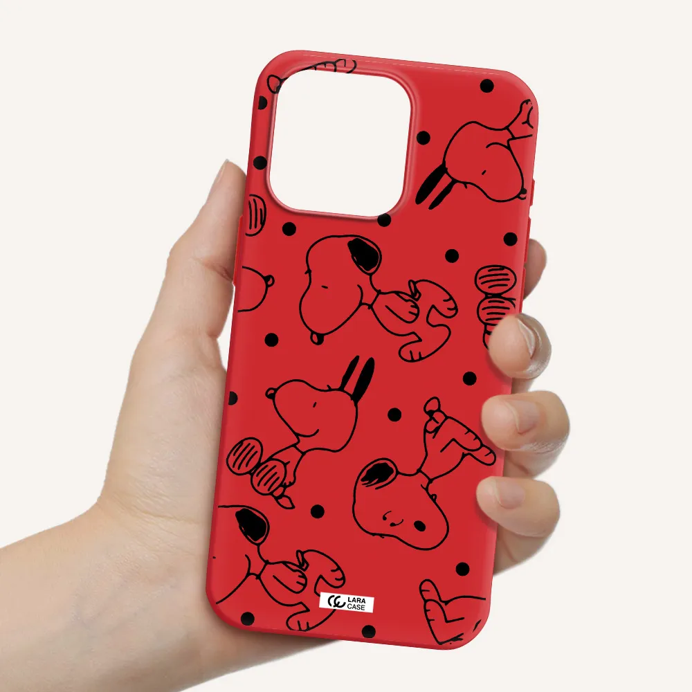 A Pattern Of Cartoon Characters Apple Iphone 15 Pro Max Silicone Imperial Red Case