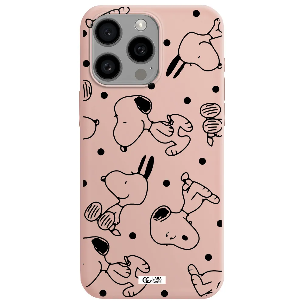 a pattern of cartoon characters Apple Iphone 15 Pro max Silicone pastel pink Case