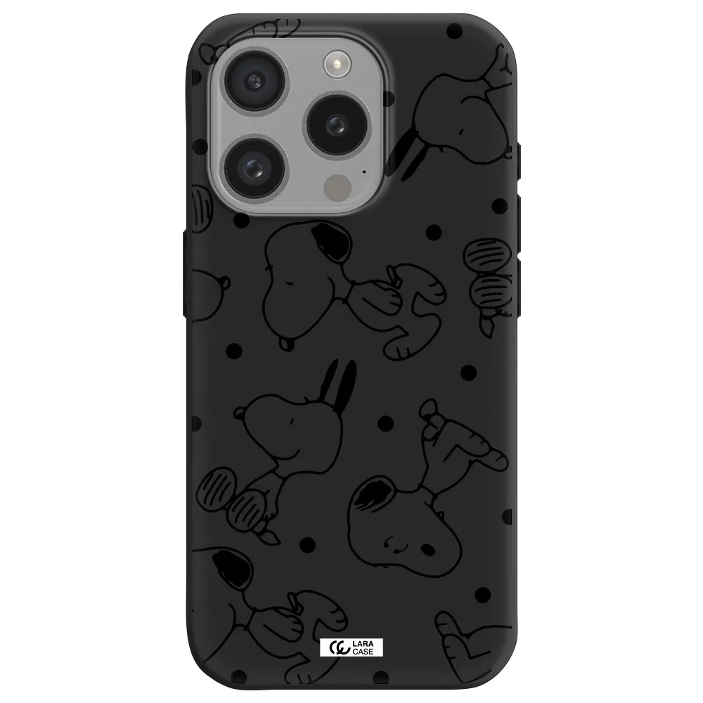 A Pattern Of Cartoon Characters Apple Iphone 15 Pro Silicone Black Case