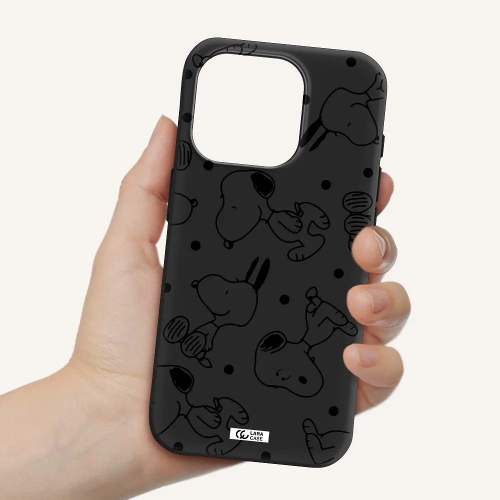 A Pattern Of Cartoon Characters Apple Iphone 15 Pro Silicone Black Case