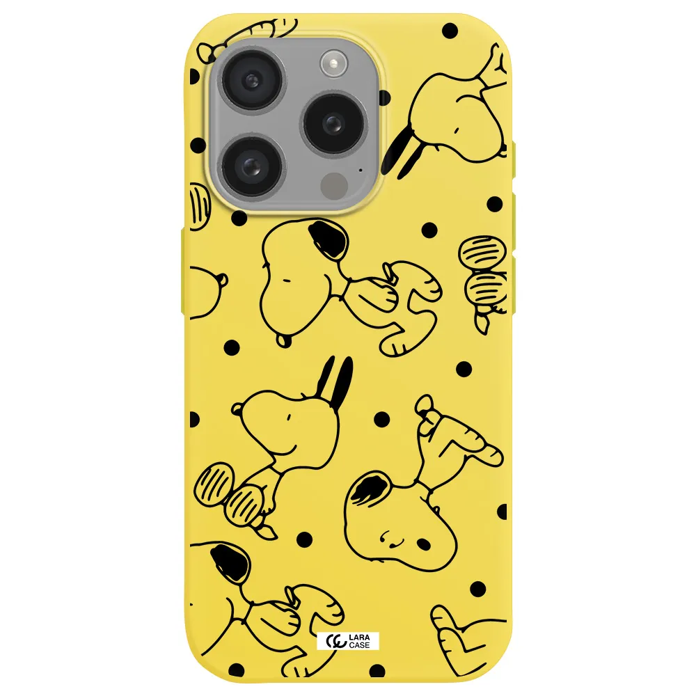 A Pattern Of Cartoon Characters Apple Iphone 15 Pro Silicone Canary Yellow Case
