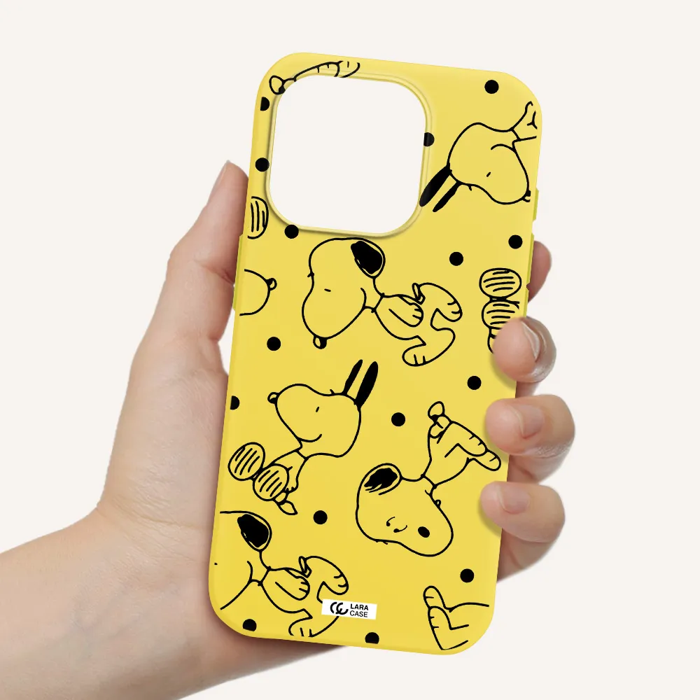 A Pattern Of Cartoon Characters Apple Iphone 15 Pro Silicone Canary Yellow Case