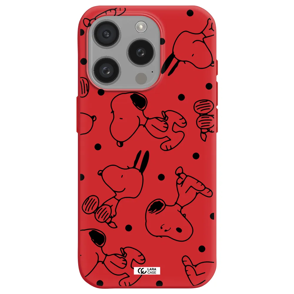 A Pattern Of Cartoon Characters Apple Iphone 15 Pro Silicone Imperial Red Case