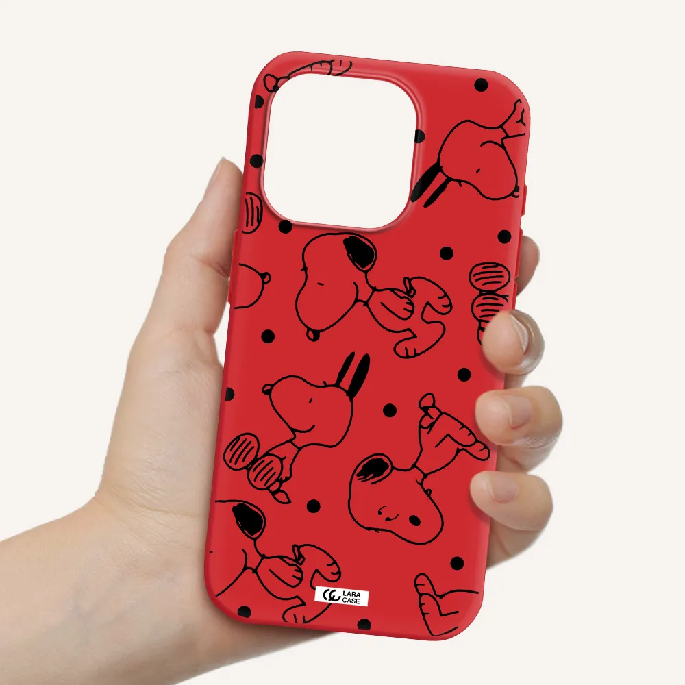 A Pattern Of Cartoon Characters Apple Iphone 15 Pro Silicone Imperial Red Case