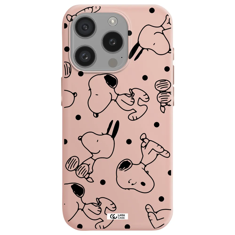A Pattern Of Cartoon Characters Apple Iphone 15 Pro Silicone Pastel Pink Case
