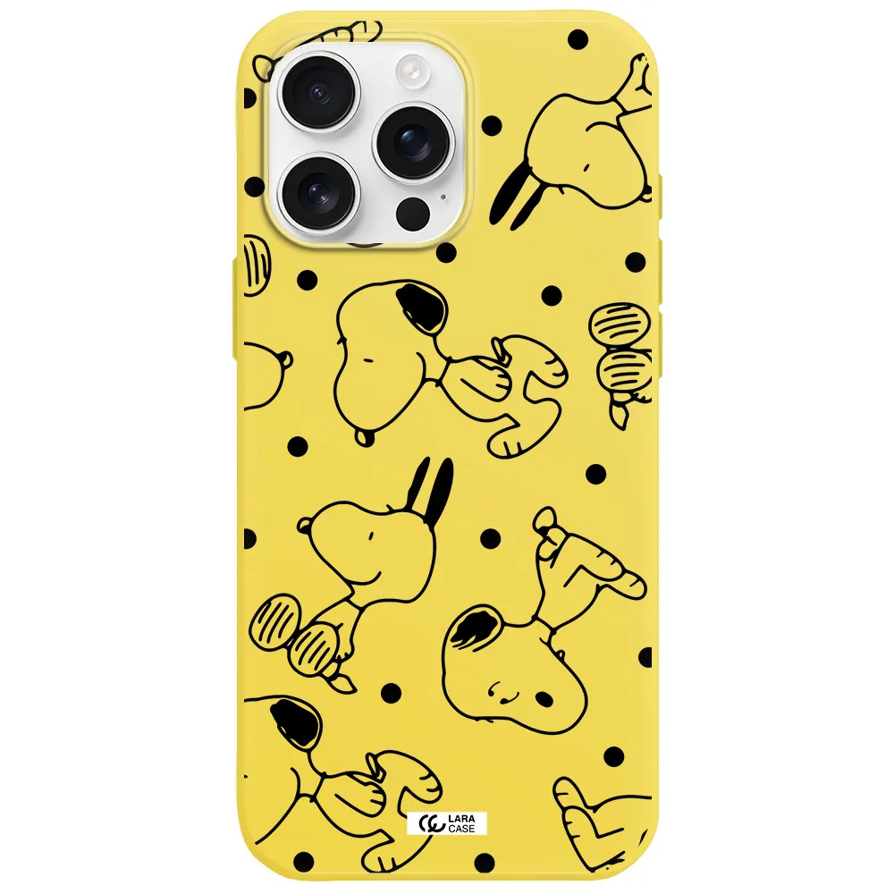 A Pattern Of Cartoon Characters Apple Iphone 16 Pro Max Silicone Canary Yellow Case