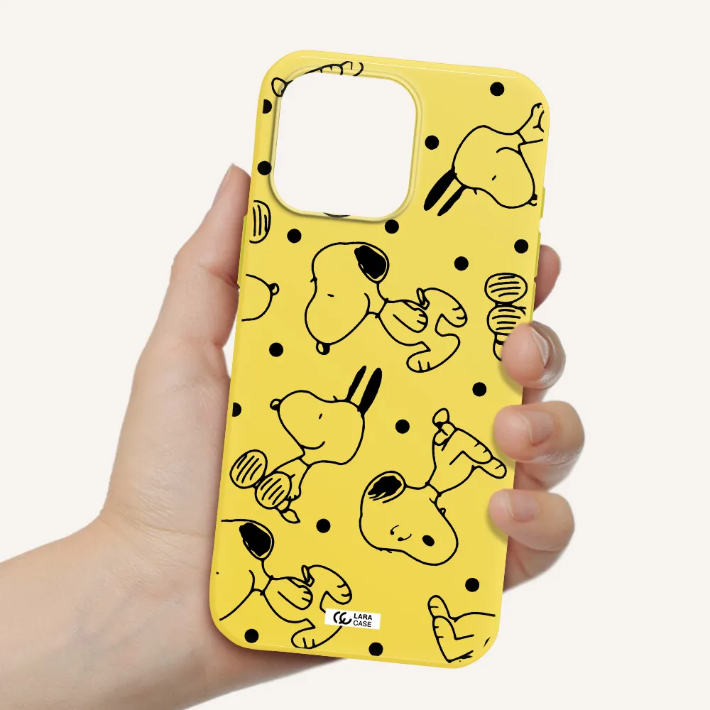 A Pattern Of Cartoon Characters Apple Iphone 16 Pro Max Silicone Canary Yellow Case