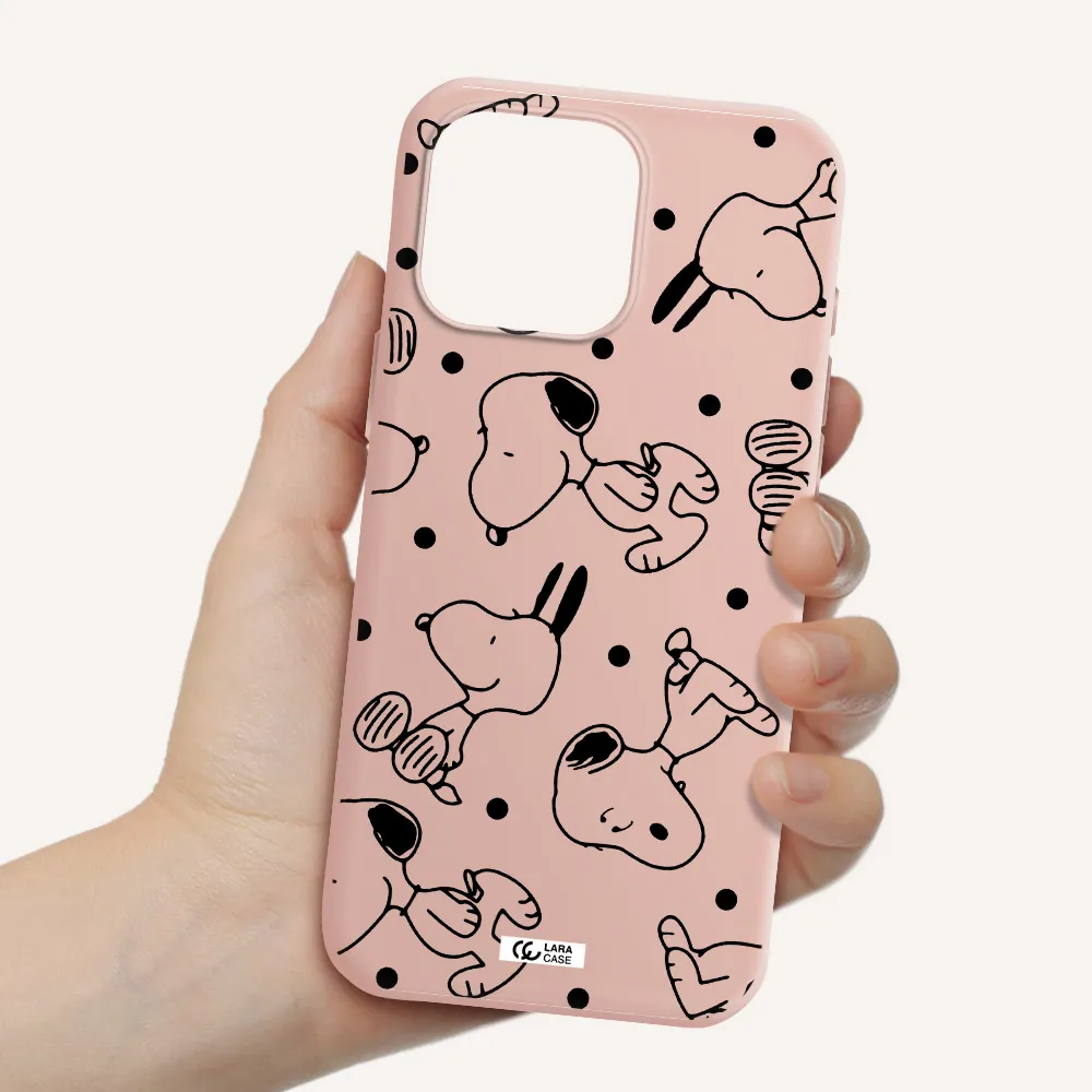 A Pattern Of Cartoon Characters Apple Iphone 16 Pro Max Silicone Pastel Pink Case