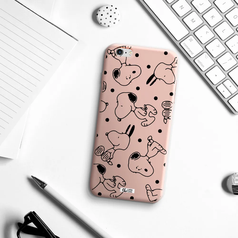 a pattern of cartoon characters Apple iPhone 6 plus Silicone pastel pink Case