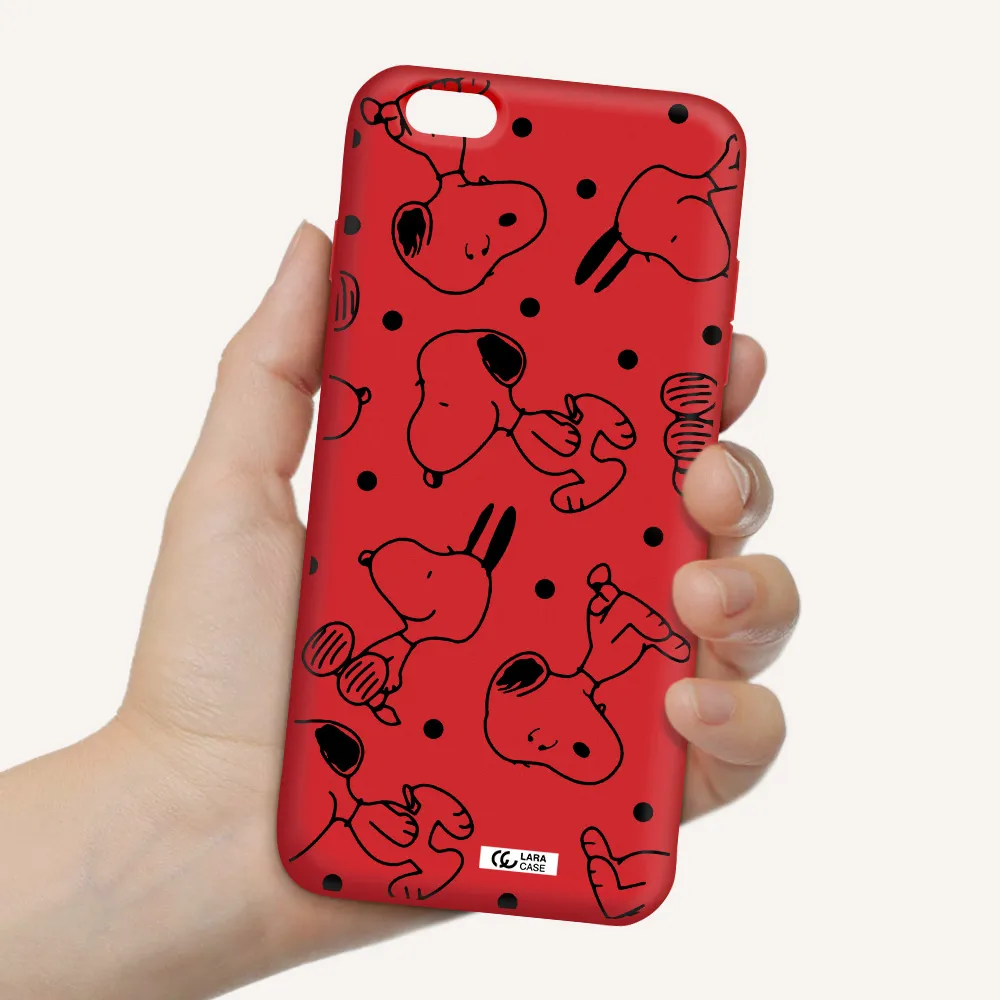 a pattern of cartoon characters Apple iPhone 6 s plus Silicone Imperial Red Case