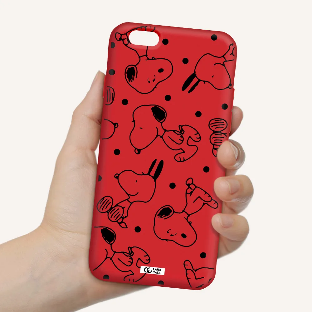 a pattern of cartoon characters Apple iPhone 6 Silicone Imperial Red Case