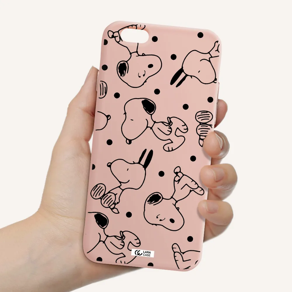 a pattern of cartoon characters Apple iPhone 6 Silicone pastel pink Case