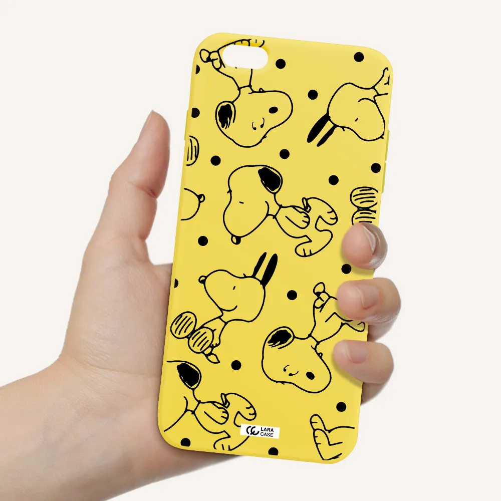 a pattern of cartoon characters Apple iPhone 6S Silicone canary yellow Case