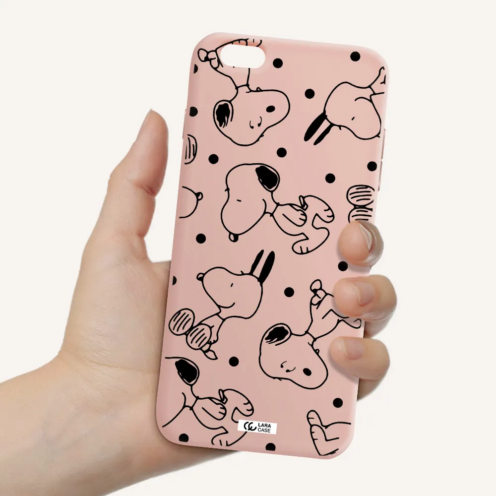 a pattern of cartoon characters Apple iPhone 6S Silicone pastel pink Case