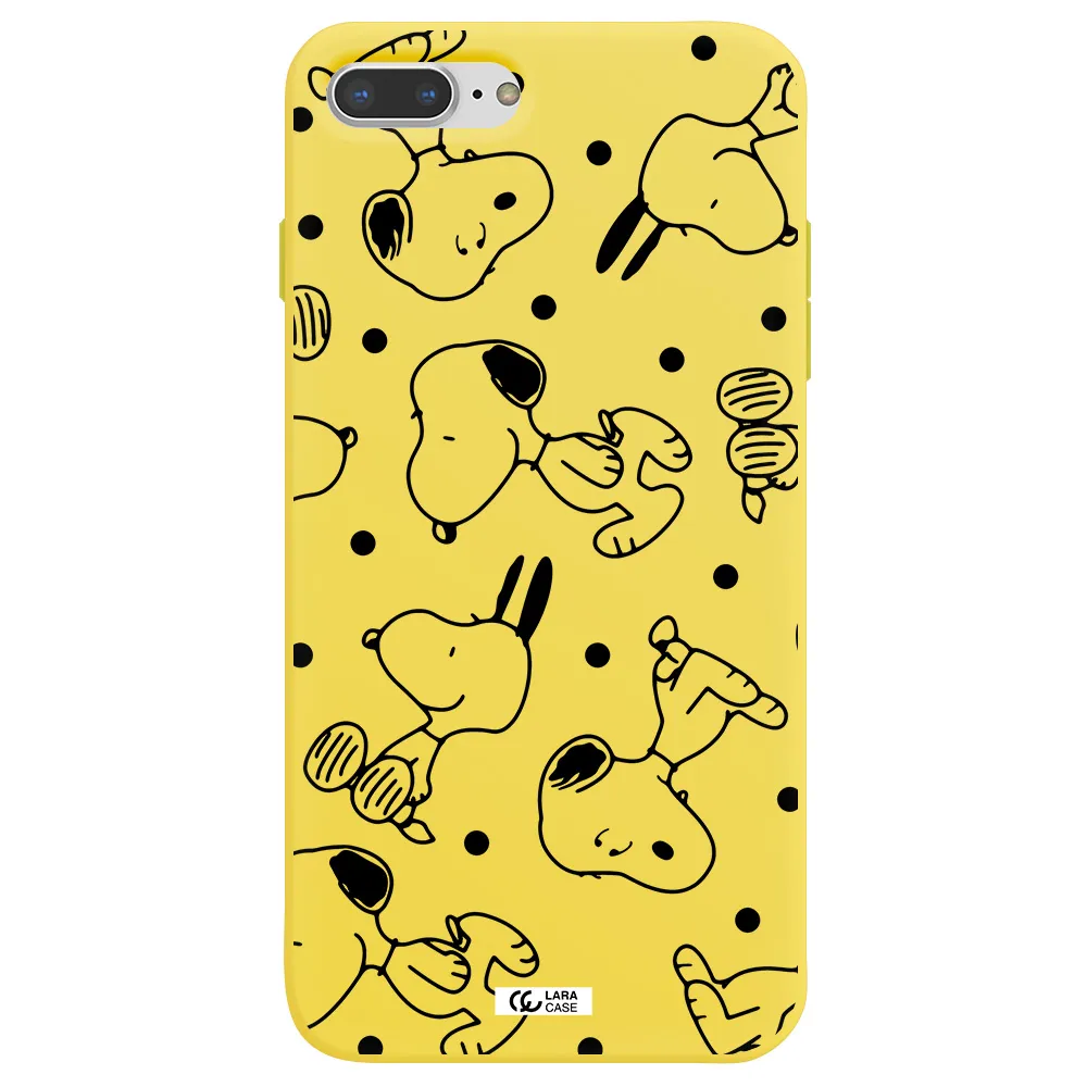 a pattern of cartoon characters Apple iPhone 7 plus Silicone canary yellow Case