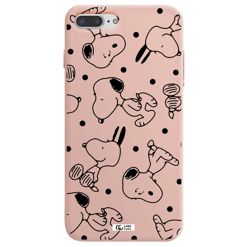 a pattern of cartoon characters Apple iPhone 7 plus Silicone pastel pink Case