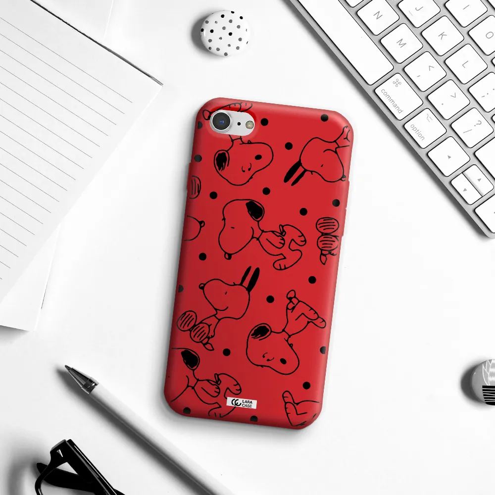 a pattern of cartoon characters Apple iPhone 7 Silicone Imperial Red Case