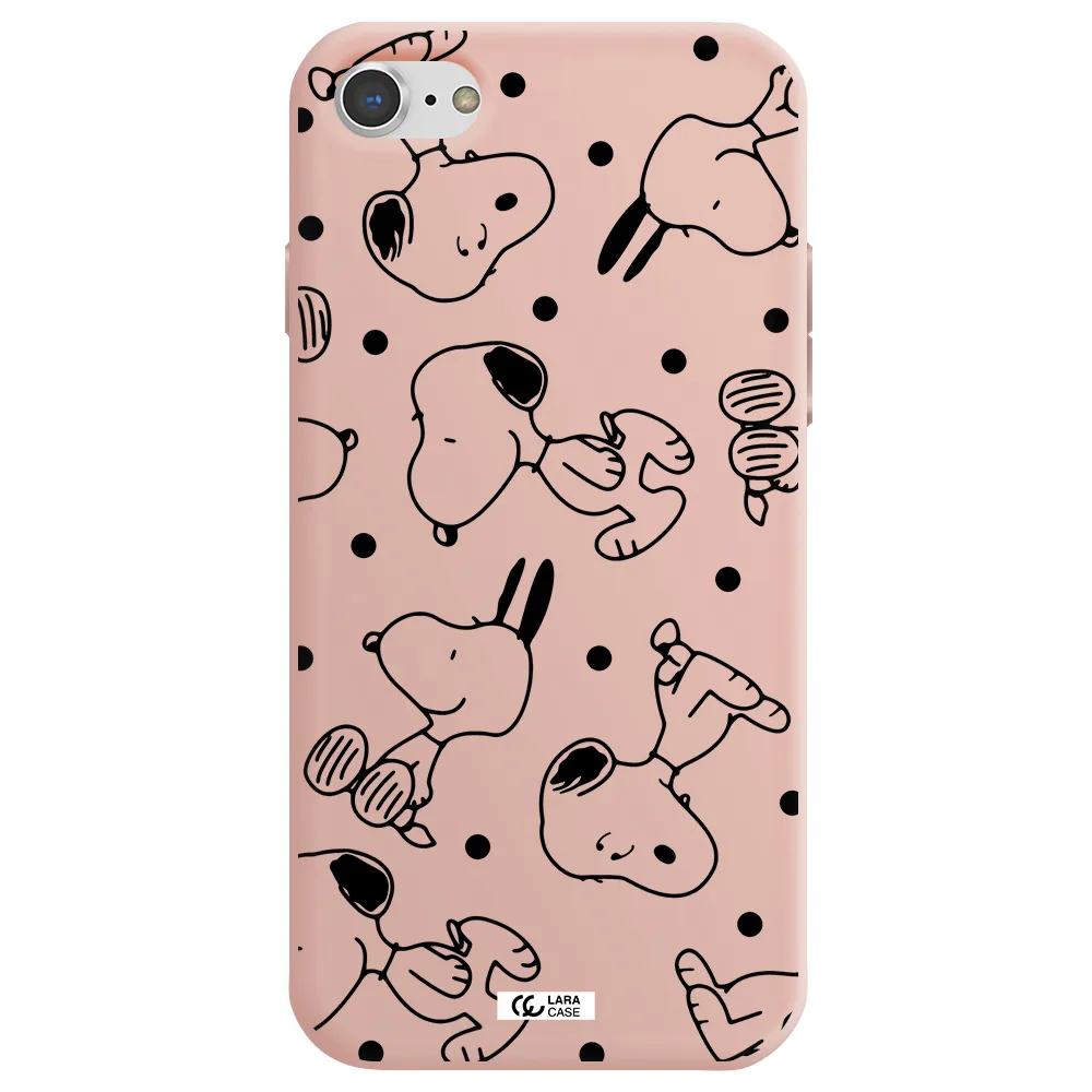 a pattern of cartoon characters Apple iPhone 7 Silicone pastel pink Case