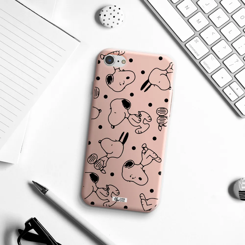 a pattern of cartoon characters Apple iPhone 7 Silicone pastel pink Case