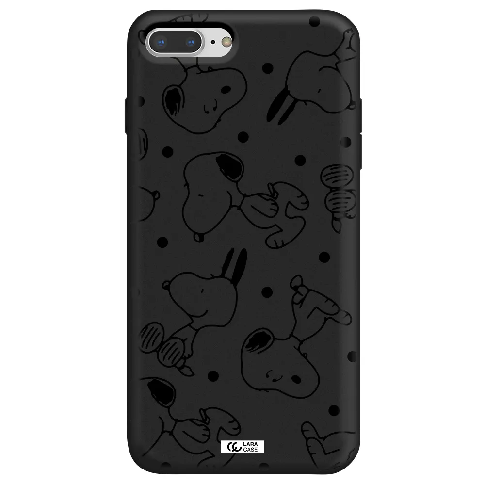 a pattern of cartoon characters Apple iPhone 8 plus Silicone black Case